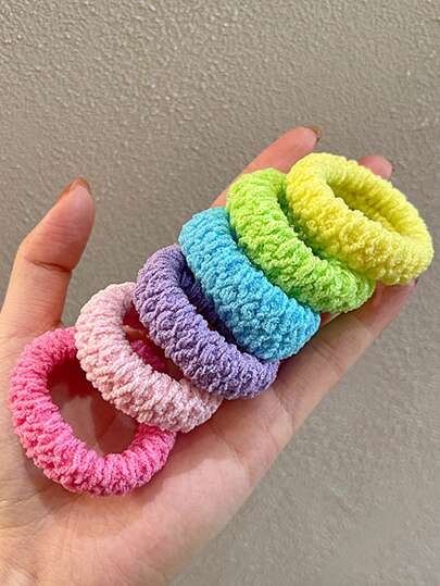 6pcs Candy-Colored Thickened Elastic Hair Ties For Women, Korean Style Cute Hair Ties With High Elasticity, No Pulling Head Rope ,Gym Sport Outfit ,Hair Rope Ponytail Head Accessories Rubber Bands Beauty Home Hair Accessories
