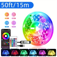 A Set Of 5V Led Strip Lights With 24key Remote,RGB Strip Lights With Timer Setting,Brightness Adjustment,Music Sync Color Changing Strip Lights For Bedroom,Living Room,Home Decoration,Festivals Party Atmosphere Decoration