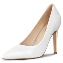 High Heel Women's Pumps, Black Sliver White Blue Heels Closed Toe, Pointed Toe 4in Stiletto Heel For Women, Comfy Memory Foam Pump Shoe, Party Wedding Work Classic Dressy Casual With Gel Insoles - 白色 - 查看 4