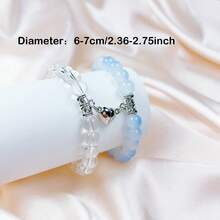 2入組天然能量石手鍊，採用心形磁扣，適用於父親節/母親節手鍊，情侶飾品/節日禮品套裝，Ins風配飾，日常佩戴，適用於海灘/復古風格 - 黑與白 - 查看 22