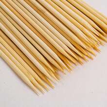 80pcs/Pack (+/- 3pcs) BBQ Bamboo Skewers Available In 15cm/20cm/25cm/30cm, Also Including Flower Sticks And Snack Picks, Perfect For Outdoor Camping, Backyard Barbecue Parties And Catering Events. - Apricot - View 9