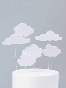 6pcs Cloud Cake Decoration Toppers Creative Cute Party Birthday Cake Decor DIY Cloud Insert Card Set