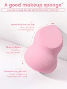 3 esponjas de maquillaje, aptos para correctores de crema y polvo, aplicadores de maquillaje para polvos sueltos - Rosa - Ver 4