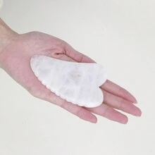 1入組白玉愛心形刮痧板，天然玉面部美容護膚工具按摩石頭，放鬆臉部和身體肌肉的工具 - 白色 - 查看 7
