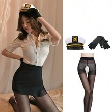 Pijama Mujer Lencería Sexy Dormir Ropa Para Dama 4 Piezas - Negro - Ver 3