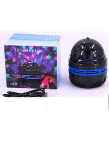 Star Sky Projection Lamp, Crystal Full Stars Light, Christmas Party Camping USB Rechargeable Rotating Atmosphere Night Light - Black - View 5