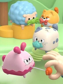 几何形状拉绳动物婴儿玩具车儿童眼睛颜色形状认知教育玩具可爱几何形状拉绳动物婴儿玩具车小汽车儿童玩具车塑料上链玩具儿童亲子互动玩具生日礼物男孩女孩圣诞礼物 - 彩色 - 查看 2