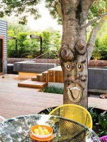 Tree Monster Facial Features Figurine, Garden Tree Decoration For Courtyard Landscape, Easter Hanging Ornament, Outdoor Creative Resin Horticultural Decoration Prop - Multicolor - View 9