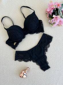 Kit 2 Conjunto De Lingerie Alexia Sexy Com Renda Com Bojo Com Laço