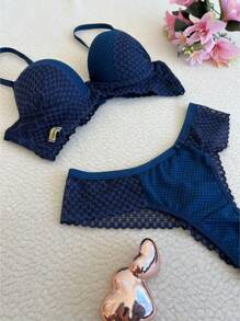 Kit 2 Conjunto De Lingerie Alexia Sexy Com Renda Com Bojo Com Laço