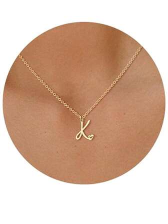 1pc Initial Necklace For Women Girls Stainless Steel Letter Necklace Waterproof Custom Personalized Monogram Choker Necklace