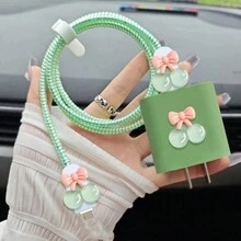 5入組/套彩色櫻桃/桃子/蝴蝶結/心形矽膠殼，適用於iPhone充電器，防破壞保護套 - 彩色 - 查看 5