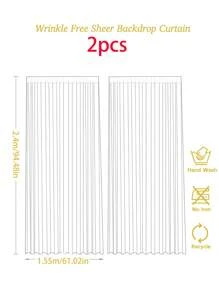 1pc/2pcs Sheer Backdrop Curtain, Transparent Background Curtain, Suitable For Birthday Party, Wedding, Spring Party, Photography Background Decor (Blue), Valentine's Day Decor, Holiday Party Photography Background, Hanging Backdrop, Thanksgiving, Halloween, Christmas - Blue - View 8