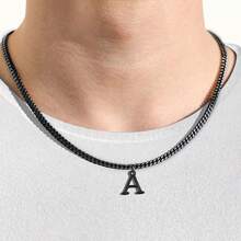 1pc Hot Classic Stainless Steel Initial Pendant Chain Necklace For Men