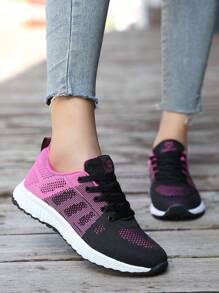 Women Casual Sports Shoes Mesh Breathable Flat Bottom Shoes For Middle And Primary School Students Running Shoes All Seasons Tourist Shoes Lace-Up Mesh Shoes Fashionable Lightweight Work Shoes Fabric Sports Shoes