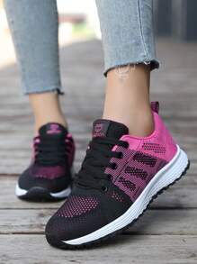 Women Casual Sports Shoes Mesh Breathable Flat Bottom Shoes For Middle And Primary School Students Running Shoes All Seasons Tourist Shoes Lace-Up Mesh Shoes Fashionable Lightweight Work Shoes Fabric Sports Shoes