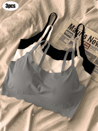 3 件无缝运动背心式文胸吊带背心，带衬垫，请选择比您的实际尺寸大一码，尺寸偏小