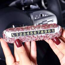 Xử Lý Giá Đặc Biệt Sáng Ô Tô Ẩn Biển Đỗ Xe Tạm Thời Di Chuyển Biển Số Điện Thoại Sáng Tạo Ô Tô nạm Kim Cương Di Chuyển - Hồng - Xem 3