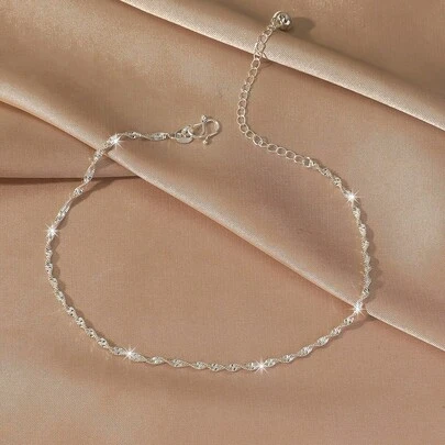 1入簡約全配的女式波浪圖案鈴鐺腳鍊，珠寶禮物