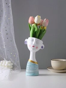 1入組北歐樹脂創意女孩形狀家居裝飾花瓶，復古風格，適用於客廳和臥室 - 彩色 - 查看 1