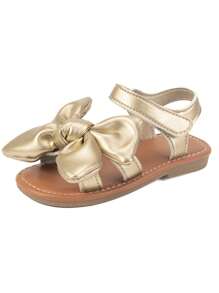 一雙女孩蝴蝶結公主涼鞋，夏季沙灘百搭休閒款 - 玫瑰金 - 查看 5