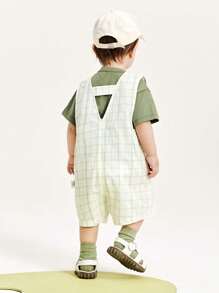 mini bala Bộ áo liền quần tay ngắn dành cho bé trai Bộ đồ mềm mại, thoáng khí, rộng rãi cho chuyến đi chơi - màu xanh lá - Xem 2