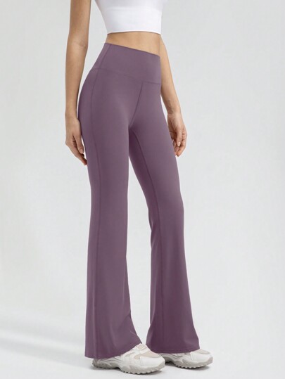 Women High Waisted Yoga Flare Pants With Front Zipper, Quick Dry And Butt Lifting For Fitness And Running Tights