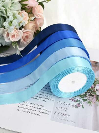5 rollos de cinta de satén de colores mixtos de 2,5 cm x 114 m para envolver regalos, decorar bodas, fiestas de cumpleaños, hacer lazos, rosas y decoración de festivales, material de cinta DIY, Día de San Valentín de vuelta a la escuela