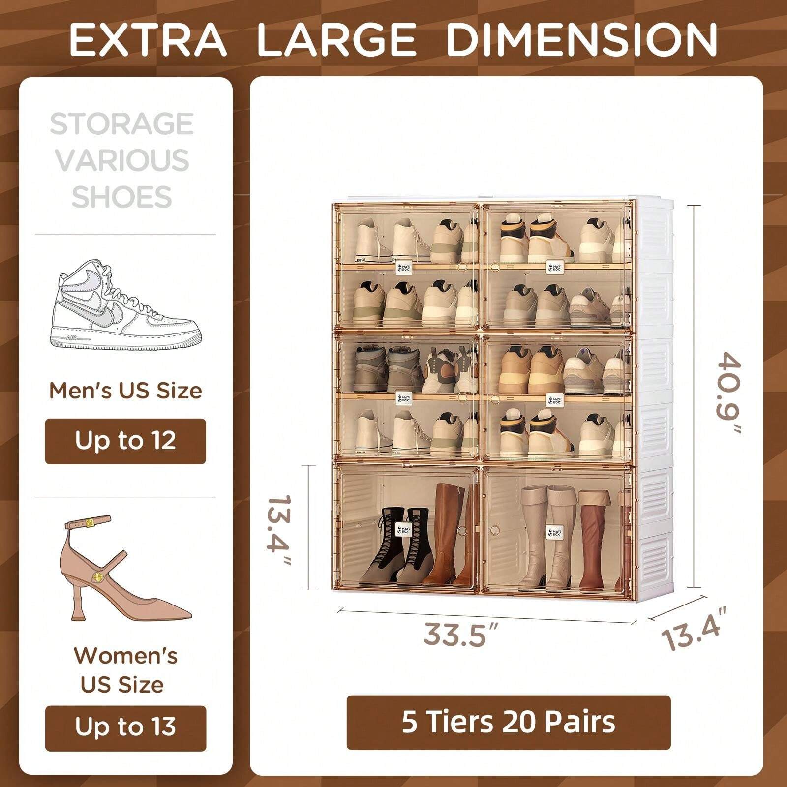 Mayi Box Portable Shoe Rack Organizer For Closet Entryway, Stackable