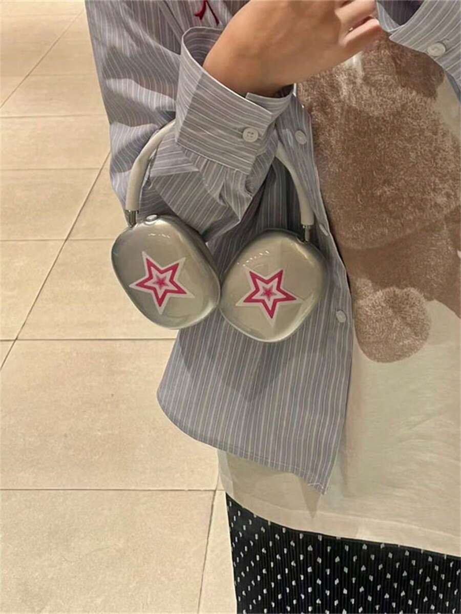 可爱蝴蝶结星星保护壳兼容苹果 Airpods Max 耳机壳柔软透明硅胶耳机兼容 Airpods Max 配件
