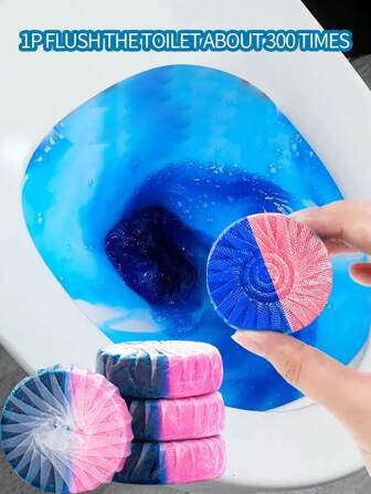 4pcs/1pc 双色马桶清洁块 玫瑰香味 浓缩自动马桶清洁剂 适用于厕所除臭清洁
