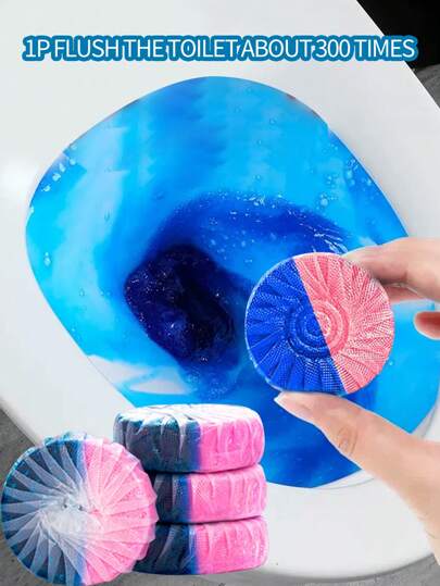 4pcs/1pc 双色马桶清洁块 玫瑰香味 浓缩自动马桶清洁剂 适用于厕所除臭清洁