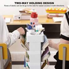 FXLTSBL Removable Mobile Bookshelf Cart With 5 Levels And Wheels, Book Cart With 3 Flat Shelves, Single-Sided Book Cart For Kids, Students, Teachers And Adults, Multifunctional (White)