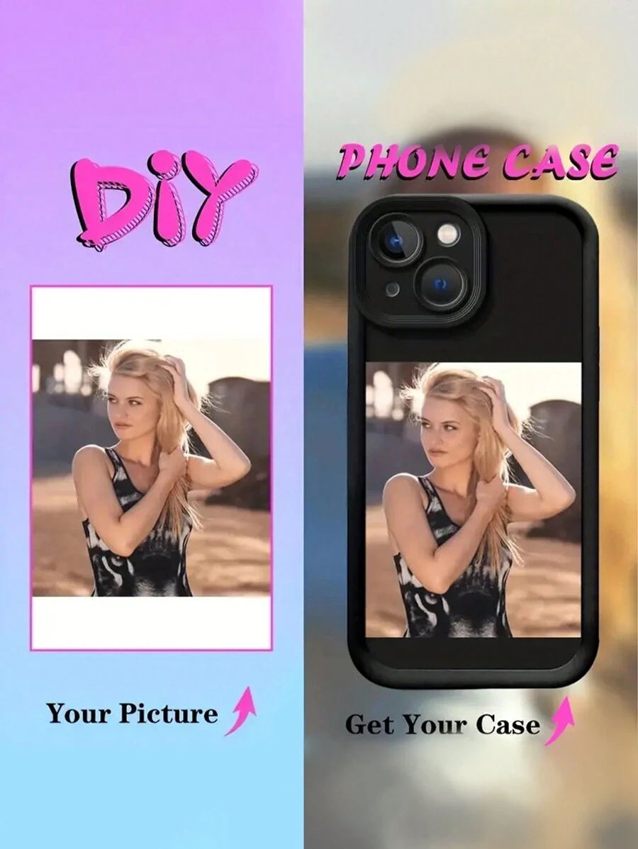 1pc Customizable Personalized Pattern Silicone Full Coverage Lens Protection Phone Case Compatible With Apple IPhone 16, 15, 14, 13, 12, 11 ProMax