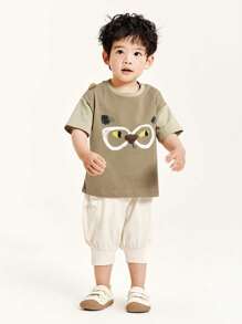 mini bala Young Boy Short-Sleeved T-Shirt Summer Skin-Friendly Children's Top