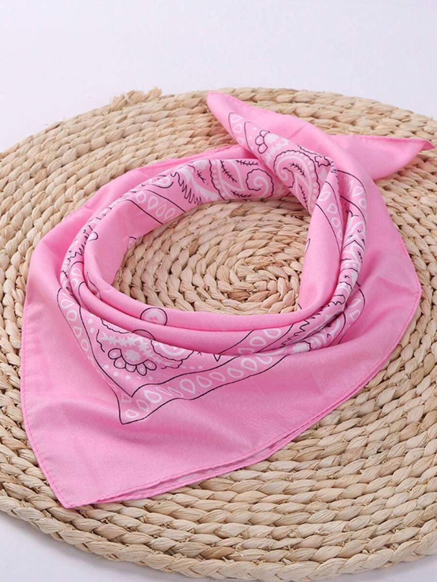 1pc Paisley Flower Bandana Outdoor Cycling Headscarf Multifunctional Scarf - Pink - View 1