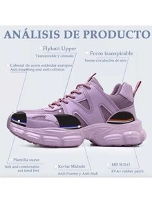 Women's Safety Shoes Steel Toe Non-Slip Puncture Proof Lightweight Work Shoes Size 36-40 Purple