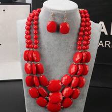 Conjunto de jóias feitas à mão Bohemian Chic - Disponível em múltiplas cores, design multifuncional e de camadas múltiplas, adequado para todas as estações, ótimo para presentear e uso diário 1 conjunto