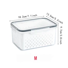 1/3 piezas Contenedores de almacenamiento para refrigerador, recipientes de almacenamiento de alimentos para refrigerador con tapa, recipientes apilables con cesta escurridor desmontable, conservador de frescura para verduras, frutas, bayas, ensaladas, lechuga, utensilios de cocina para el hogar, regalo de Navidad
