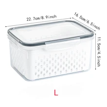 1/3 piezas Contenedores de almacenamiento para refrigerador, recipientes de almacenamiento de alimentos para refrigerador con tapa, recipientes apilables con cesta escurridor desmontable, conservador de frescura para verduras, frutas, bayas, ensaladas, lechuga, utensilios de cocina para el hogar, regalo de Navidad