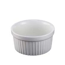 Ceramic Baking Cup For Cake, Pudding, Souffle And Egg, Round Steaming Bowl And Plate For Home And Hotel Scene - White - View 1