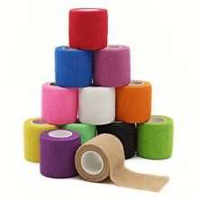 6 rotoli di bende elastiche adesive - 2,5 cm/0,98 pollici - colore casuale - per fissare dita di mani e piedi, nastro sportivo nudo e accessori medicali per palestra, di nastro adesivo sportivo