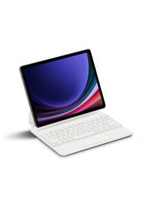 阿拉伯语键盘保护套适用于 Galaxy Tab S10+ S9 FE+ Plus S8+ S7 FE Plus S9+ S8+12.4 英寸 S9 FE S10 FE 10.9 S8 S7 11 英寸平板电脑键盘保护套磁性背光触控板白色 - 白色-阿拉伯語 - 查看 10