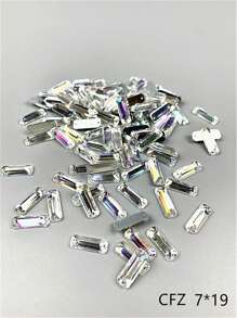 50 peças Pedras de Strass de Resina Acrílica de Duplo Furo Quadrado e Redondo com Beleza AB Para Roupas DIY, Vestido de Noiva, Acessórios de Vestuário