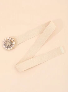 1pc Women's Premium Summer Beach Style Shell Elastic Waist Belt, European And American Metal PP Leather Fur Waistband - A - View 5