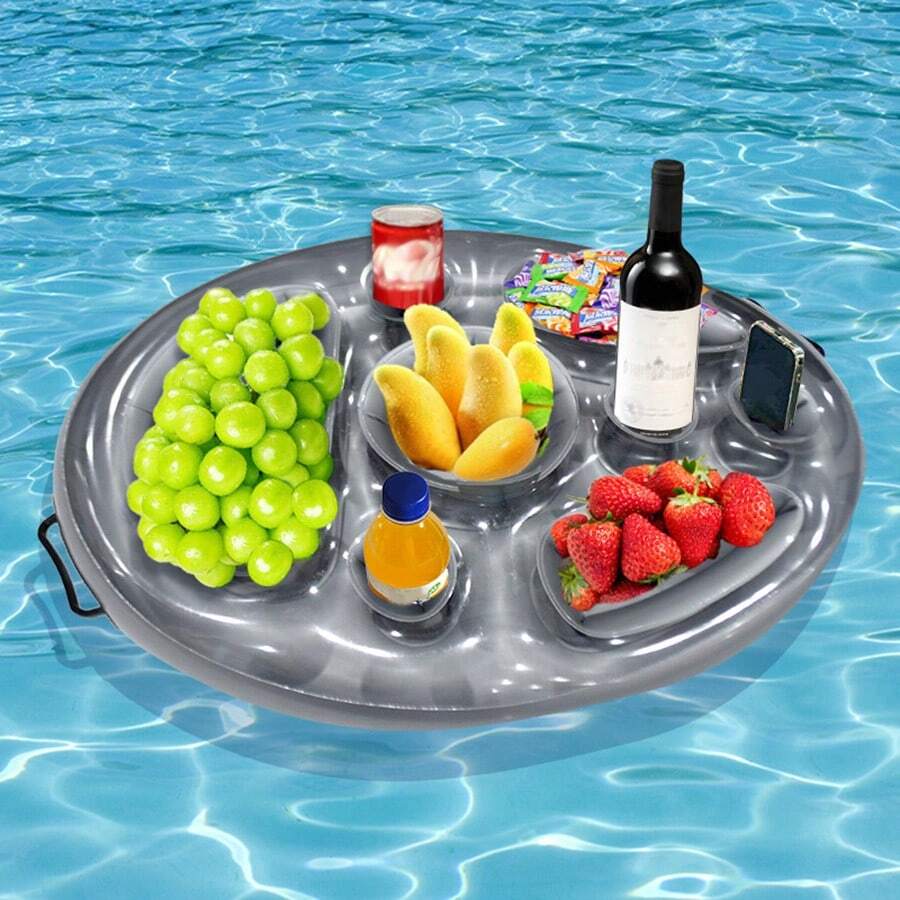 1pc Multi-Functional Inflatable Cup Holder Swimming Pool Float Storage For Drinks, Fruits, Snacks, Summer Pool Beach Party Supply Pool Accessories, Beach Essentials - Multifunctional Cup Holder - View 1