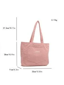 Torba typu tote z kordu o dużej pojemności, w jednolitym kolorze, prosta, dla studentów, z wieloma przegródkami, idealna na plażę, do szkoły, do pracy i do codziennego użytku