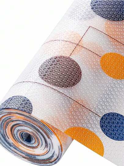 1 Roll Polka Dot Printing Shelf Liner For Kitchen Cabinets Non-Adhesive Pattern Drawer Liner Non-Slip Refrigerator Liner Waterproof Fridge Pad Cupboard Mat Easy Placemats, Ideal For Pantry Bathroom.(17.7*39.4in)