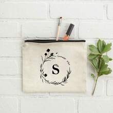 1 maletín de maquillaje de iniciales de corona de hojas, bolsa de belleza portátil, regalo del Día de la Madre, bolsa de maquillaje, bolsa de almacenamiento ligera, bolsa de aseo para viajes, bolsa de aperitivos personalizada, bolsa de artículo de moda, regalo de graduación y cumpleaños para mujeres, la mejor regalo para mamá - Blanco - Ver 9