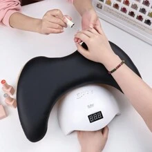 Schmetterling Beveled Nail Art Hand Pillow Zwei Hände PU Maniküre Tisch Arm Handstütze für Nägel bequeme Nageltischhalterung (Schwarz)